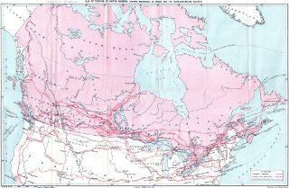 Map of Portion of North America, Showing Boundaries of Canada and the Trans-Continental Railways