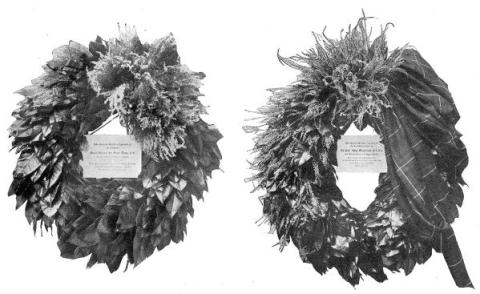 [Memorial wreaths on the tombs, at Queenston Heights, of Major-General Sir Isaac Brock, Kt., and Colonel John Macdonell P.A.D.C, Attorney-General of Upper Canada.]